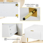 Modern White Coffee Table with Golden Accents, 2 Drawers, Vertical Stripe Design, 100*50*40 cm - Image 21