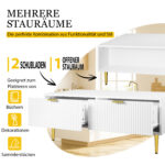 Modern White Coffee Table with Golden Accents, 2 Drawers, Vertical Stripe Design, 100*50*40 cm - Image 22