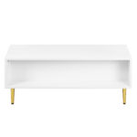 Modern White Coffee Table with Golden Accents, 2 Drawers, Vertical Stripe Design, 100*50*40 cm - Image 27