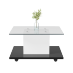 Coffee Table Made of High-Gloss Glass, Movable Coffee Table with Swivel Casters - Image 12