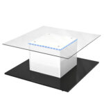 Coffee Table Made of High-Gloss Glass, Movable Coffee Table with Swivel Casters - Image 14