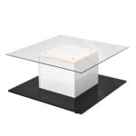 Coffee Table Made of High-Gloss Glass, Movable Coffee Table with Swivel Casters - Image 15