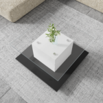 Coffee Table Made of High-Gloss Glass, Movable Coffee Table with Swivel Casters - Image 5