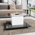 Coffee Table Made of High-Gloss Glass, Movable Coffee Table with Swivel Casters - Image 8