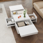 High-Gloss Living Room Coffee Table with Push-Pull Storage Structure, Double-Sided Drawers - Image 5