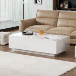 High-Gloss Living Room Coffee Table with Push-Pull Storage Structure, Double-Sided Drawers - Image 6