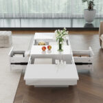 High-Gloss Living Room Coffee Table with Push-Pull Storage Structure, Double-Sided Drawers - Image 7