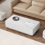High-Gloss Living Room Coffee Table with Push-Pull Storage Structure, Double-Sided Drawers - Image 8