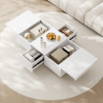 High-Gloss Living Room Coffee Table with Push-Pull Storage Structure, Double-Sided Drawers - Image 9