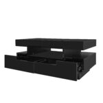 Coffee Table with High-Gloss Surface, LED Light Strip, Four Drawers Front and Back, Large Storage Space - Image 14