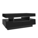 Coffee Table with High-Gloss Surface, LED Light Strip, Four Drawers Front and Back, Large Storage Space - Image 21