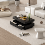 Coffee Table with High-Gloss Surface, LED Light Strip, Four Drawers Front and Back, Large Storage Space - Image 5