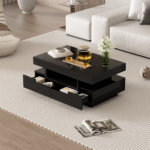 Coffee Table with High-Gloss Surface, LED Light Strip, Four Drawers Front and Back, Large Storage Space - Image 6