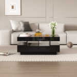 Coffee Table with High-Gloss Surface, LED Light Strip, Four Drawers Front and Back, Large Storage Space - Image 7