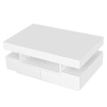 Coffee Table with High-Gloss Surface, LED Light Strip, Four Drawers Front and Back, Large Storage Space - Image 12