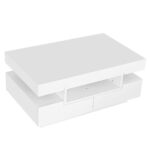 Coffee Table with High-Gloss Surface, LED Light Strip, Four Drawers Front and Back, Large Storage Space - Image 13
