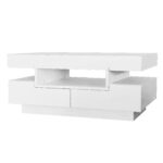 Coffee Table with High-Gloss Surface, LED Light Strip, Four Drawers Front and Back, Large Storage Space - Image 16