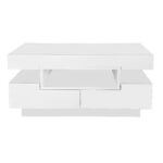 Coffee Table with High-Gloss Surface, LED Light Strip, Four Drawers Front and Back, Large Storage Space - Image 21