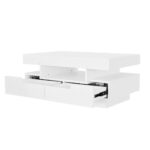 Coffee Table with High-Gloss Surface, LED Light Strip, Four Drawers Front and Back, Large Storage Space - Image 22