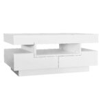 Coffee Table with High-Gloss Surface, LED Light Strip, Four Drawers Front and Back, Large Storage Space - Image 23