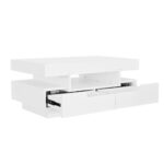 Coffee Table with High-Gloss Surface, LED Light Strip, Four Drawers Front and Back, Large Storage Space - Image 24