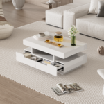 Coffee Table with High-Gloss Surface, LED Light Strip, Four Drawers Front and Back, Large Storage Space - Image 5