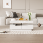 Coffee Table with High-Gloss Surface, LED Light Strip, Four Drawers Front and Back, Large Storage Space - Image 6
