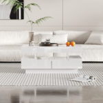 Coffee Table with High-Gloss Surface, LED Light Strip, Four Drawers Front and Back, Large Storage Space - Image 8