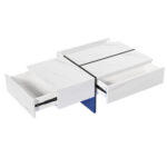 High-Gloss Coffee Table, White Marble Imitation Structure with Matching Black Table, 60x60x42 cm - Image 17