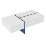 High-Gloss Coffee Table, White Marble Imitation Structure with Matching Black Table, 60x60x42 cm - Image 18