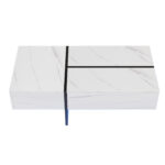 High-Gloss Coffee Table, White Marble Imitation Structure with Matching Black Table, 60x60x42 cm - Image 19