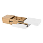 Extendable Coffee Table, Living Room Table with Drawers, Side Table with Color-Block Structure
