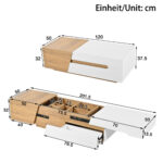 Extendable Coffee Table, Living Room Table with Drawers, Side Table with Color-Block Structure - Image 13