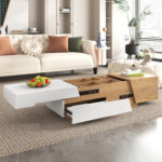 Extendable Coffee Table, Living Room Table with Drawers, Side Table with Color-Block Structure - Image 15