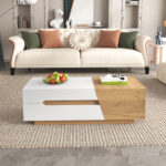 Extendable Coffee Table, Living Room Table with Drawers, Side Table with Color-Block Structure - Image 16