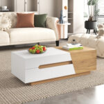 Extendable Coffee Table, Living Room Table with Drawers, Side Table with Color-Block Structure - Image 17