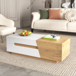 Extendable Coffee Table, Living Room Table with Drawers, Side Table with Color-Block Structure - Image 18