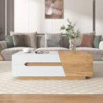 Extendable Coffee Table, Living Room Table with Drawers, Side Table with Color-Block Structure - Image 20