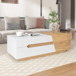 Extendable Coffee Table, Living Room Table with Drawers, Side Table with Color-Block Structure - Image 21