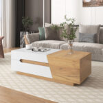 Extendable Coffee Table, Living Room Table with Drawers, Side Table with Color-Block Structure - Image 22