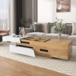 Extendable Coffee Table, Living Room Table with Drawers, Side Table with Color-Block Structure - Image 23