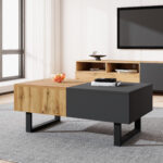 Multi-Functional Modern Sliding Coffee Table with Hidden Storage, High-Quality Wood Material - Image 3