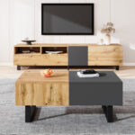 Multi-Functional Modern Sliding Coffee Table with Hidden Storage, High-Quality Wood Material - Image 4