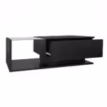 High-Gloss Black Coffee Table 100x50x32 cm - with Glass Top and Drawers, Scratch-Resistant, with 1 Drawer