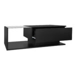 High-Gloss Black Coffee Table 100x50x32 cm - with Glass Top and Drawers, Scratch-Resistant, with 1 Drawer