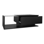 High-Gloss Black Coffee Table 100x50x32 cm - with Glass Top and Drawers, Scratch-Resistant, with 1 Drawer