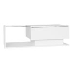 High-Gloss White Coffee Table 100x50x32 cm - with Glass Top and Drawers, Scratch-Resistant, with 1 Drawer - Image 9