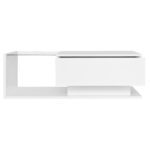 High-Gloss White Coffee Table 100x50x32 cm - with Glass Top and Drawers, Scratch-Resistant, with 1 Drawer - Image 12