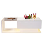 High-Gloss White Coffee Table 100x50x32 cm - with Glass Top and Drawers, Scratch-Resistant, with 1 Drawer - Image 25