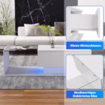 Vysokolesklý biely konferenčný stôl 100x50x32 cm - so sklenenou doskou a zásuvkami, odolný voči poškriabaniu, s 1 zásuvkou – Obrázok 28
